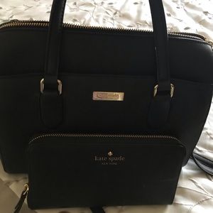 Bag  matching wallet black leather Kate Spade